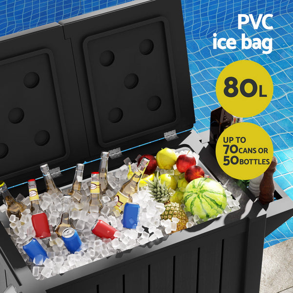 Gardeon Outdoor Storage Cabinet Box 80L Ice Bucket Cooler Rolling Serving Cart Kitchen Trolley Storage Deck Boxes