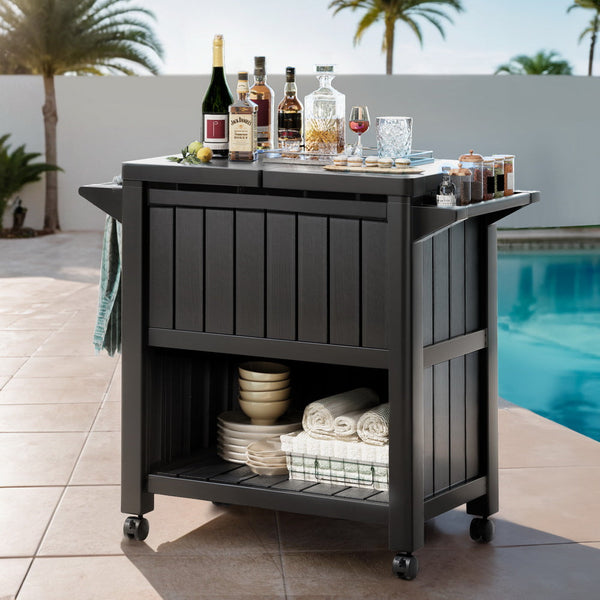 Gardeon Outdoor Storage Cabinet Box 80L Ice Bucket Cooler Rolling Serving Cart Kitchen Trolley Storage Deck Boxes