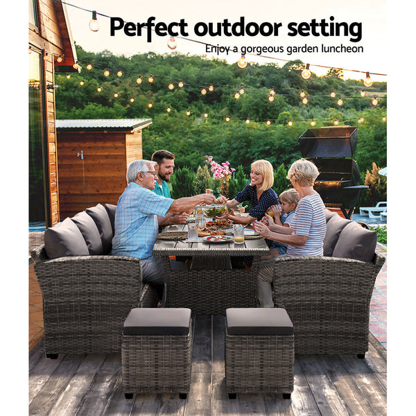 Gardeon Outdoor Dining Set Wicker Table Chairs Setting 8 Seater Outdoor Dining Sets