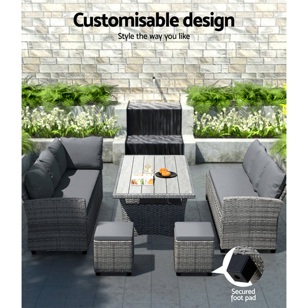 Gardeon Outdoor Dining Set Wicker Table Chairs Setting 8 Seater Outdoor Dining Sets