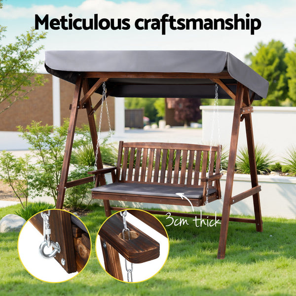 Gardeon Swing Chair Garden Bench Canopy 3 Seater Outdoor Furniture Swing Seats