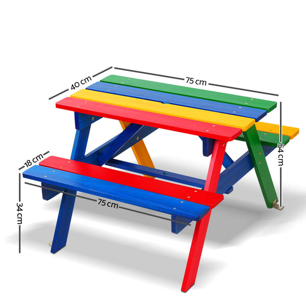 Keezi Kids Picnic Table Set With Umbrella Kids Play Table & Chair Sets