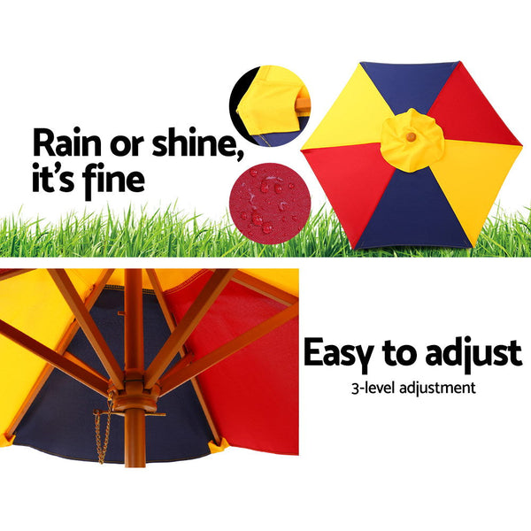 Keezi Kids Picnic Table Set With Umbrella Kids Play Table & Chair Sets