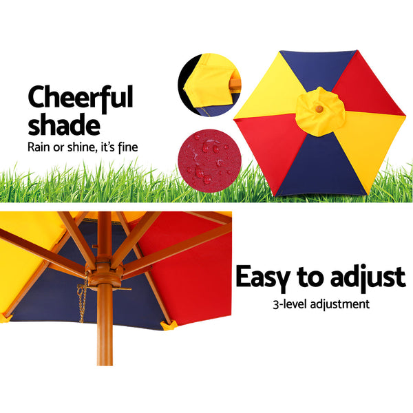 Keezi Kids Picnic Table Set With Umbrella Kids Play Table & Chair Sets