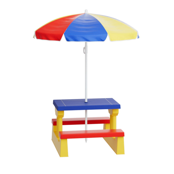 Keezi Kids Outdoor Table And Chairs Set Picnic Bench Umbrella Children Indoor Kids Play Table & Chair Sets