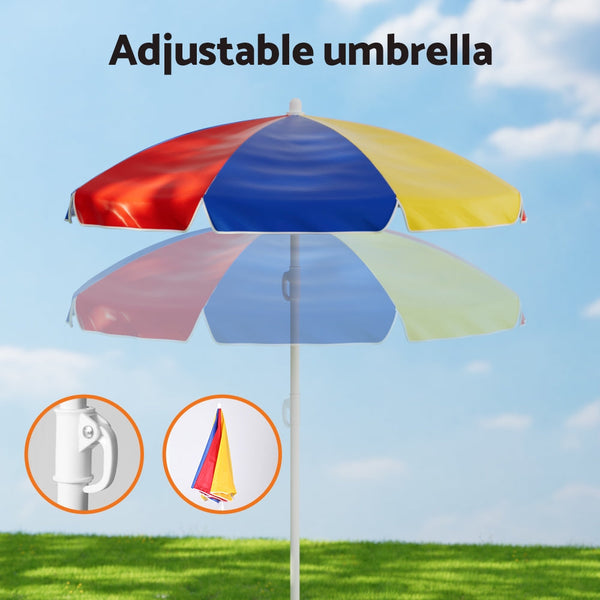 Keezi Kids Outdoor Table And Chairs Set Picnic Bench Umbrella Children Indoor Kids Play Table & Chair Sets