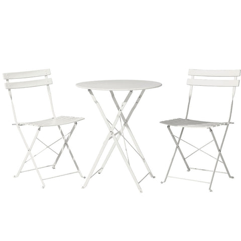 Gardeon 3Pc Outdoor Bistro Set Steel Table And Chairs Patio Furniture White Patio Furniture Sets