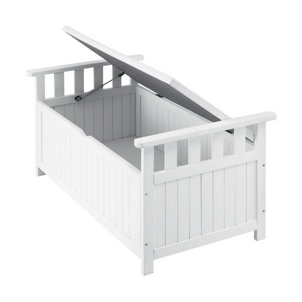 Gardeon Outdoor Storage Bench Box Wooden Garden Toy Tool Patio Furniture White Patio Benches