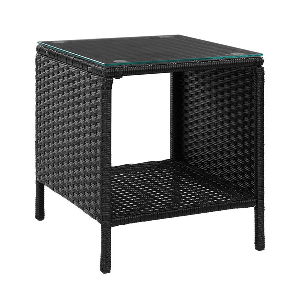 Gardeon Coffee Side Table Wicker Desk Rattan Outdoor Furniture Garden Black Coffee Tables