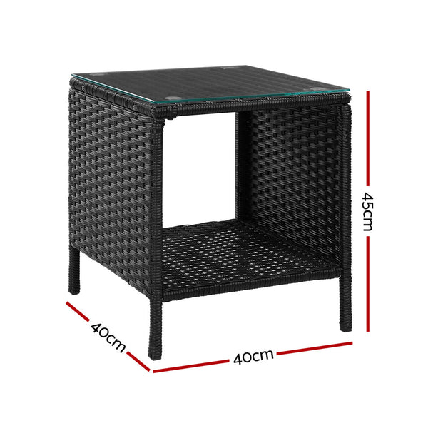 Gardeon Coffee Side Table Wicker Desk Rattan Outdoor Furniture Garden Black Coffee Tables