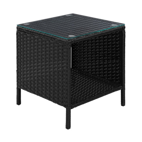 Gardeon Coffee Side Table Wicker Desk Rattan Outdoor Furniture Garden Black Coffee Tables