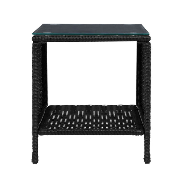 Gardeon Coffee Side Table Wicker Desk Rattan Outdoor Furniture Garden Black Coffee Tables