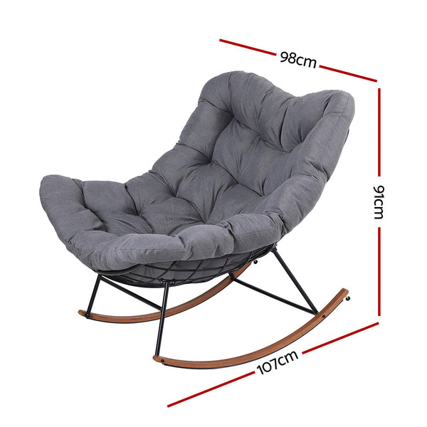 Gardeon Outdoor Rocking Chair Furniture Papasan Recliner Garden Patio Lounge Setting Patio Chairs