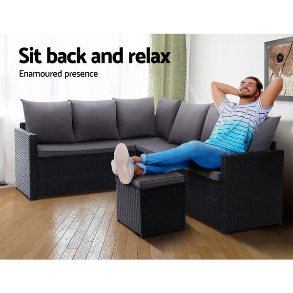 Gardeon Outdoor Furniture Dining Setting Sofa Lounge Wicker 9 Seater Black Outdoor Dining Sets