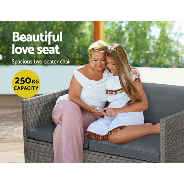 Gardeon 4 Piece Outdoor Wicker Sofa Set Grey Patio Furniture Patio Furniture Sets