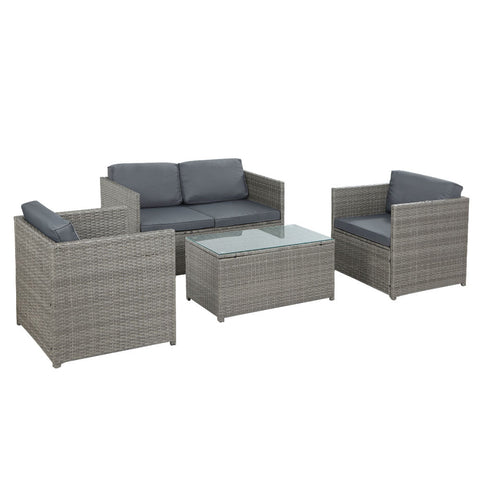Gardeon 4 Piece Outdoor Wicker Sofa Set Grey Patio Furniture Patio Furniture Sets