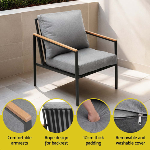 Gardeon 5 Seater Outdoor Sofa Set 4Pcs Table Chair Garden Bench Patio Furniture Patio Furniture Sets