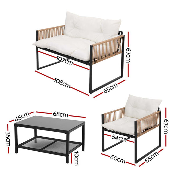 Gardeon 4 Seater Outdoor Sofa Set 4Pcs Table Chair Garden Patio Furniture Patio Furniture Sets