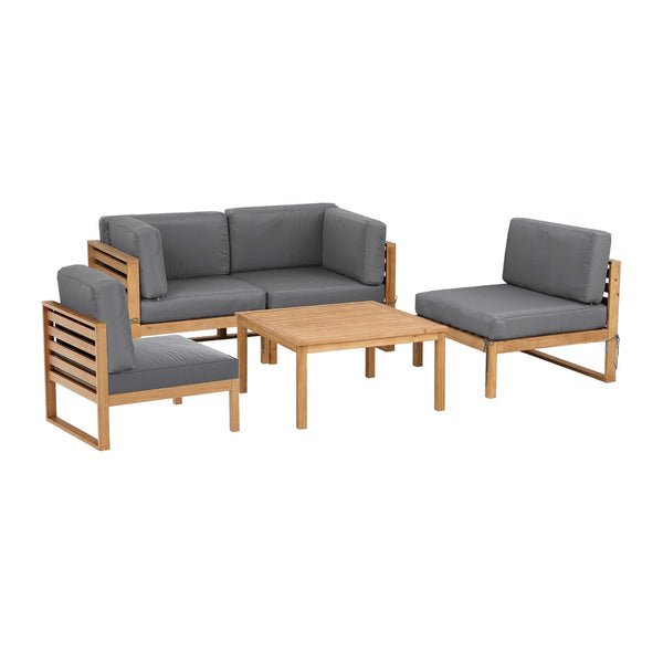 Gardeon 4 Piece Outdoor Sofa Set Wooden Couch Lounge Setting 5Pcs Patio Furniture Sets