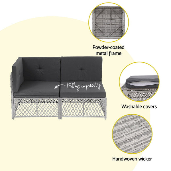 Gardeon 6 Seater Outdoor Sofa Set 7Pcs Table Chair Garden Rattan Patio Furniture Patio Furniture Sets