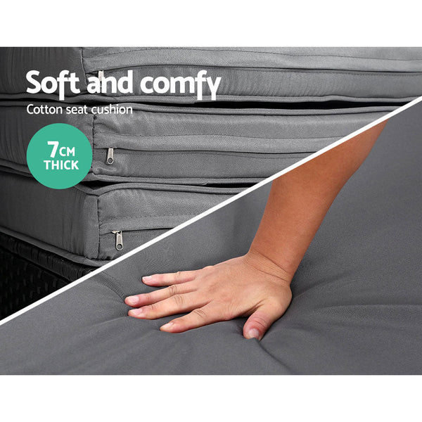 Gardeon Sun Lounge Setting Wicker Lounger Day Bed Outdoor Furniture Patio Black Loungers