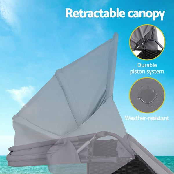 Gardeon Outdoor Day Bed Sun Lounge Setting Wicker Lounger Patio Furniture Loungers