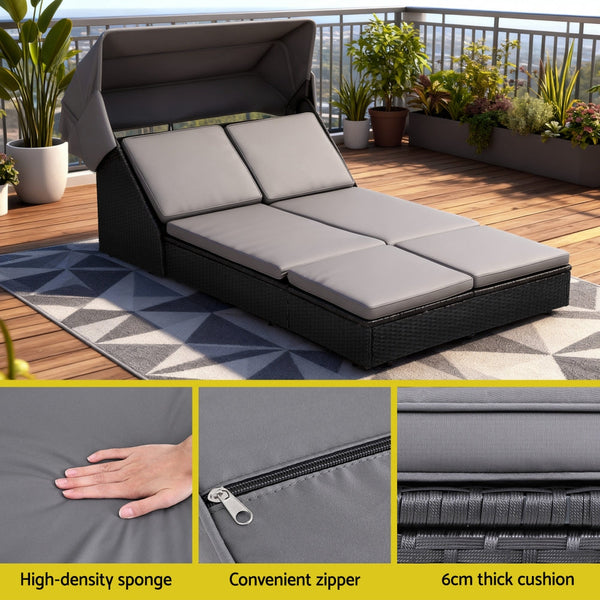 Gardeon Outdoor Day Bed Sun Lounge Setting Wicker Lounger Patio Furniture Loungers