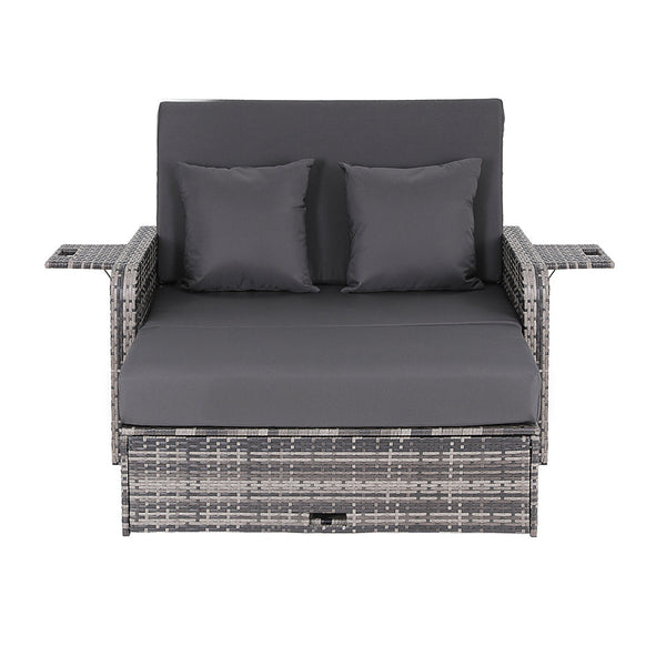 Gardeon Outdoor Day Bed Sun Lounge Setting Wicker Lounger Patio Furniture Grey Loungers