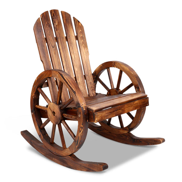 Gardeon Wagon Wheels Rocking Chair Brown Patio Chairs