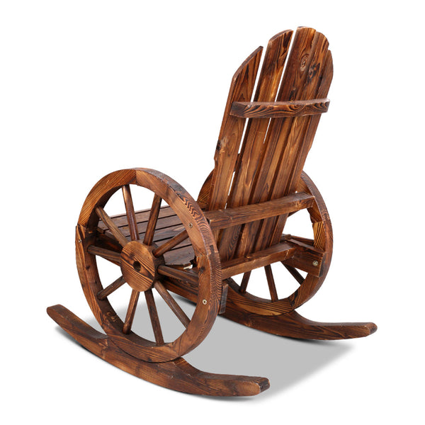 Gardeon Wagon Wheels Rocking Chair Brown Patio Chairs