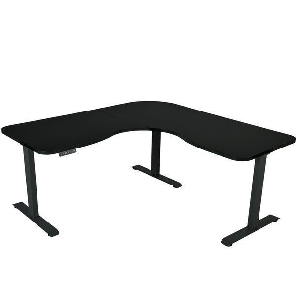 Fortia Corner Standing Desk 1730W X 750D Motors 120Kg Load Sit To Up Electric Height Black/Black Frame Standing Desks