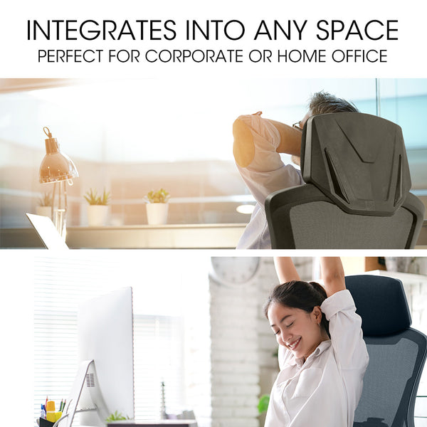 Fortia Ergonomic Office Desk Chair Height Lumbar Support Mesh Fabric Headrest Black Office Chairs