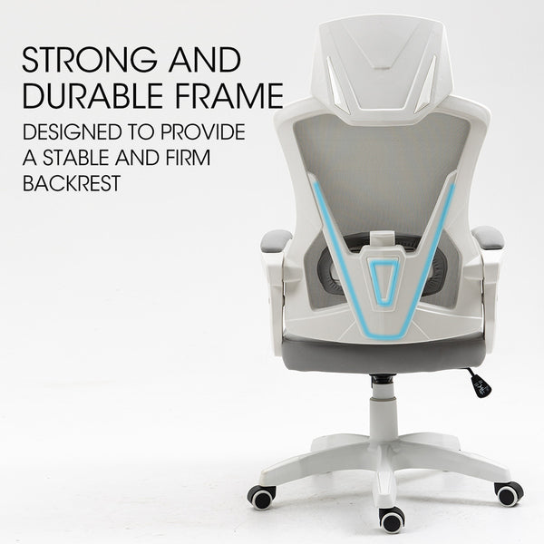 Fortia Ergonomic Mesh Office Chair Computer Seat With Headrest Adjustable Recline White/Grey Placeholder