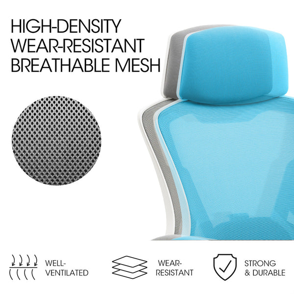 Fortia Ergonomic Mesh Office Chair Computer Seat With Headrest Adjustable Recline White/Grey Placeholder