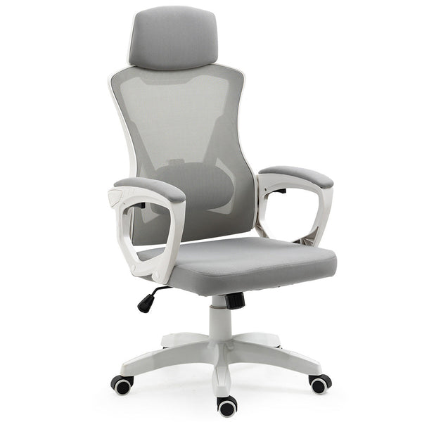 Office Chairs Fortia Ergonomic Mesh Office Chair Computer Seat With Headrest Adjustable Recline White/Grey