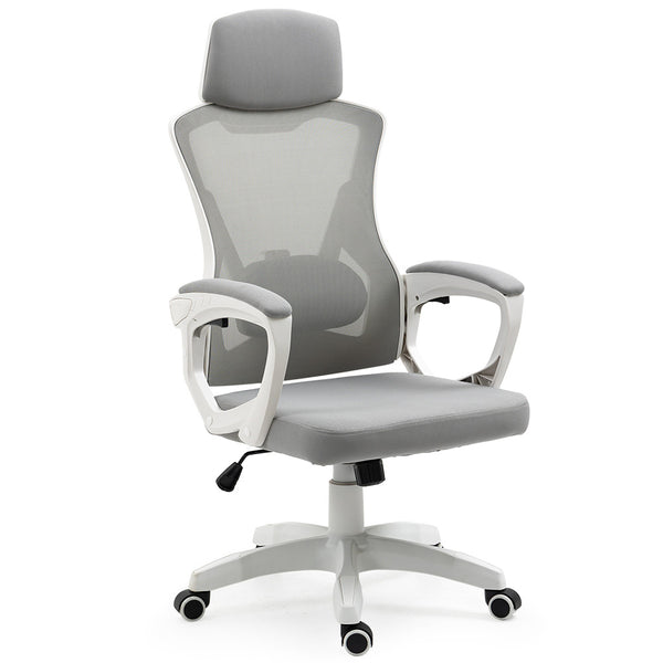 Fortia Ergonomic Mesh Office Chair Computer Seat With Headrest Adjustable Recline White/Grey Placeholder