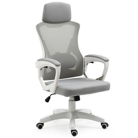 Fortia Ergonomic Mesh Office Chair Computer Seat With Headrest Recline White/Grey Office Chairs
