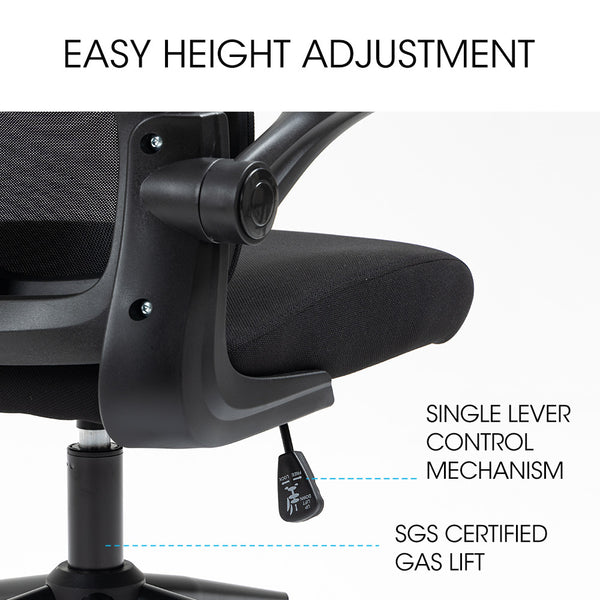 Fortia Ergonomic Office Desk Chair Lumbar Support Mesh Fabric Headrest Retractable Armrests Black Office Chairs