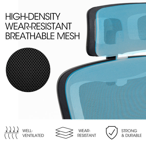 Ergonomic Office Desk Chair Lumbar Support Mesh Fabric Headrest Retractable Armrests Black Office Chairs