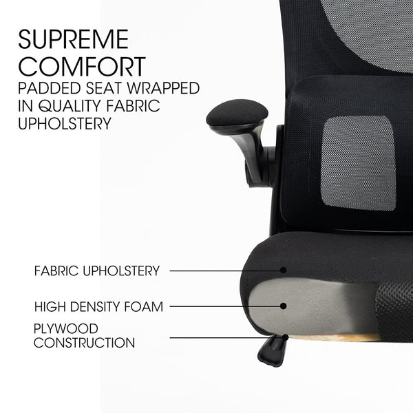 Ergonomic Office Desk Chair Lumbar Support Mesh Fabric Headrest Retractable Armrests Black Office Chairs