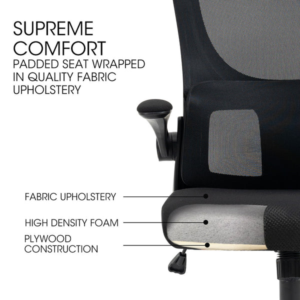 Fortia Ergonomic Mesh Office Chair Computer Seat Adjustable Recline Black Office Chairs