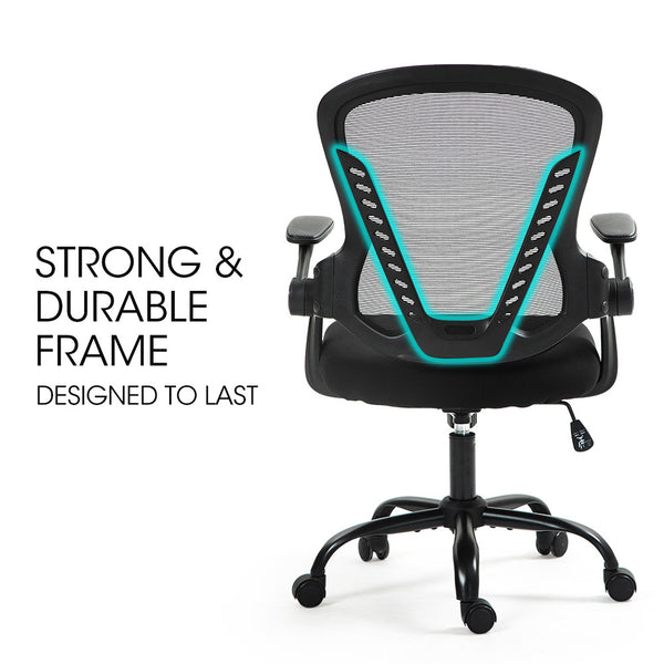 Fortia Ergonomic Office Desk Chair Coolmesh Fabric Adjustable Recline Black Mesh/Black Frame Office Chairs