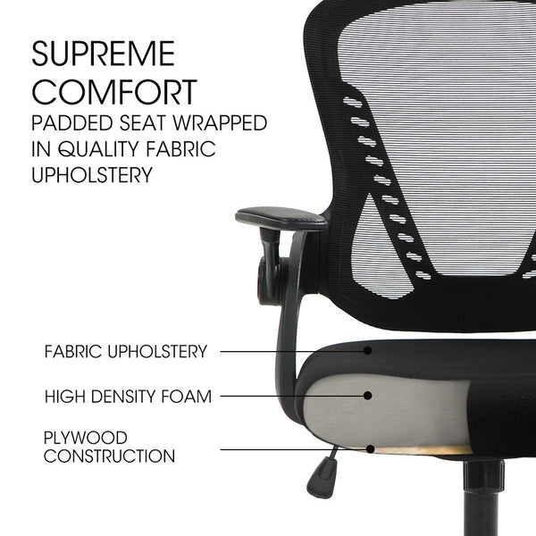 Fortia Ergonomic Office Desk Chair Coolmesh Fabric Adjustable Recline Black Mesh/Black Frame Office Chairs