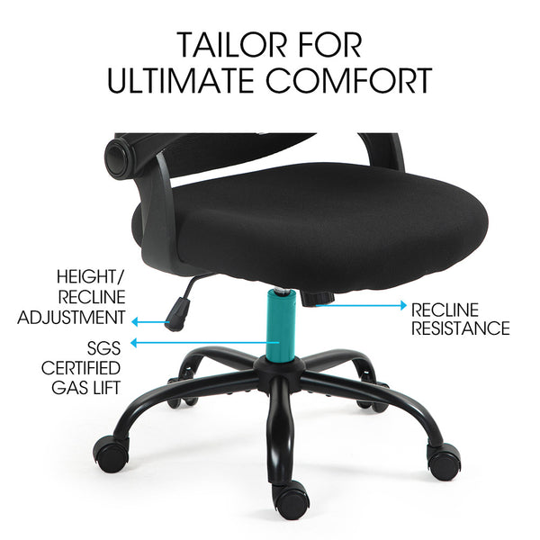 Fortia Ergonomic Office Desk Chair Coolmesh Fabric Adjustable Recline Black Mesh/Black Frame Office Chairs