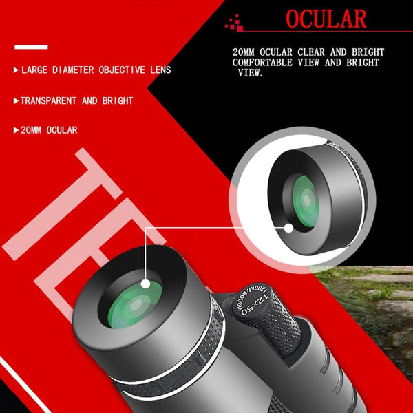 Professional High Definition Monocular Night Vision Telescope Twelve By Fifty Binoculars & Monoculars