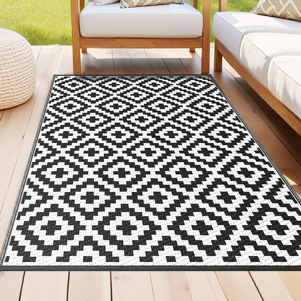 Gardeon Outdoor 120X180cm Large Carpet Reversible Area Mat Pp Dual Sided Patio Cross Rugs