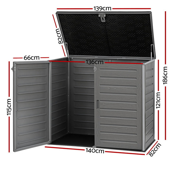 Gardeon 1170L Outdoor Storage Box Lockable Grey Tool Shed Storage Deck Boxes