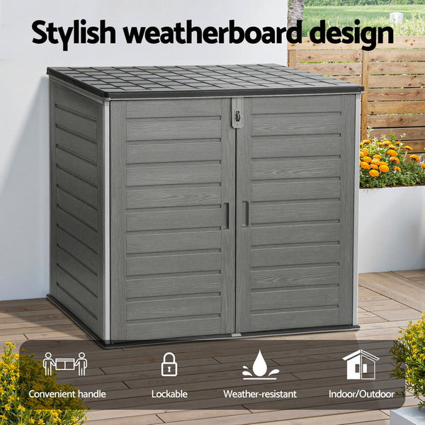 Gardeon 1170L Outdoor Storage Box Lockable Grey Tool Shed Storage Deck Boxes