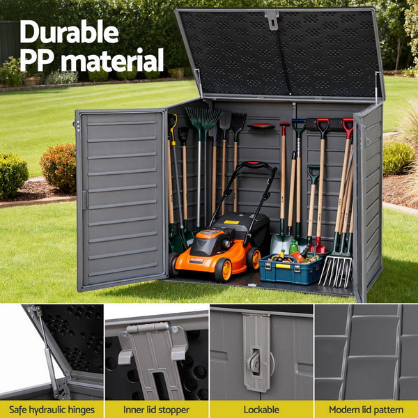 Gardeon 1170L Outdoor Storage Box Lockable Grey Tool Shed Storage Deck Boxes