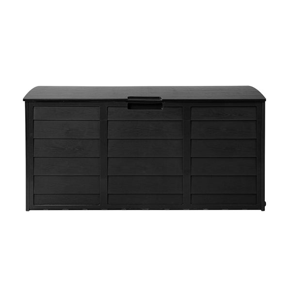 Gardeon Outdoor Storage Box 290L Lockable Organiser Garden Deck Shed All Black Storage Deck Boxes